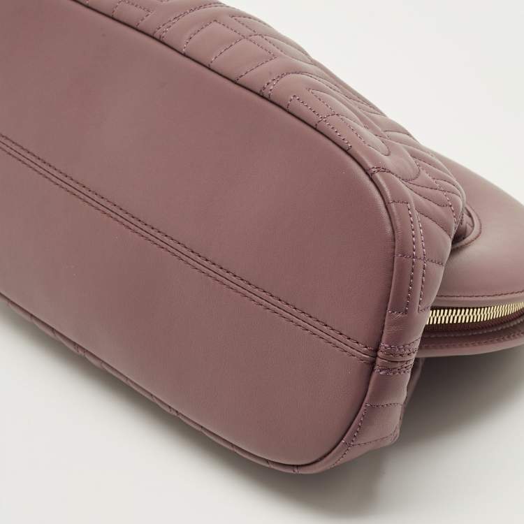 Pre Owned Aigner Purple Leather Medium Logo Pochette