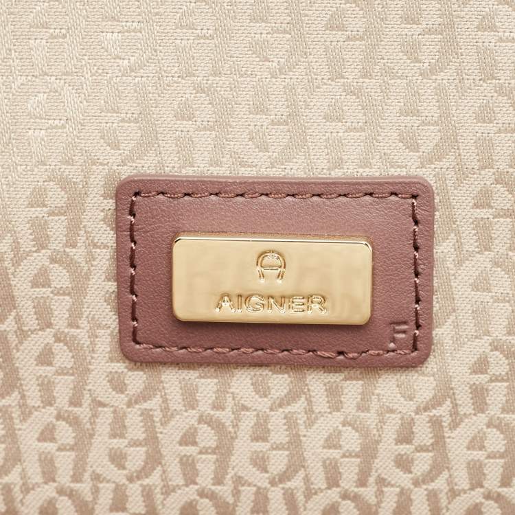 Pre Owned Aigner Purple Leather Medium Logo Pochette