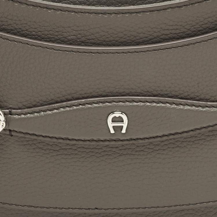 Pre Owned Aigner Cavallo Mini Dark Grey Leather Shoulder Bag