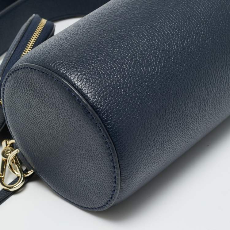 Pre Owned Aigner Isa Small Cosmic Blue Leather Crossbody Bag