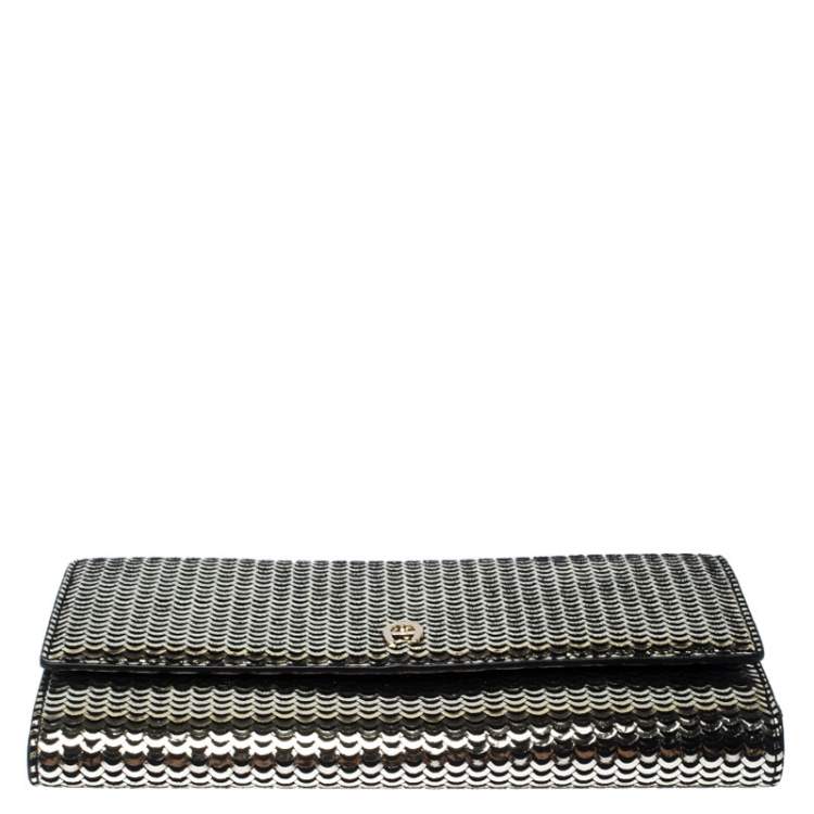 Pre Owned Aigner Metallic Gold Leather Zip Around Wallet