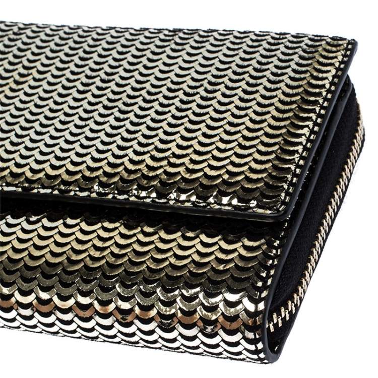 Pre Owned Aigner Metallic Gold Leather Zip Around Wallet