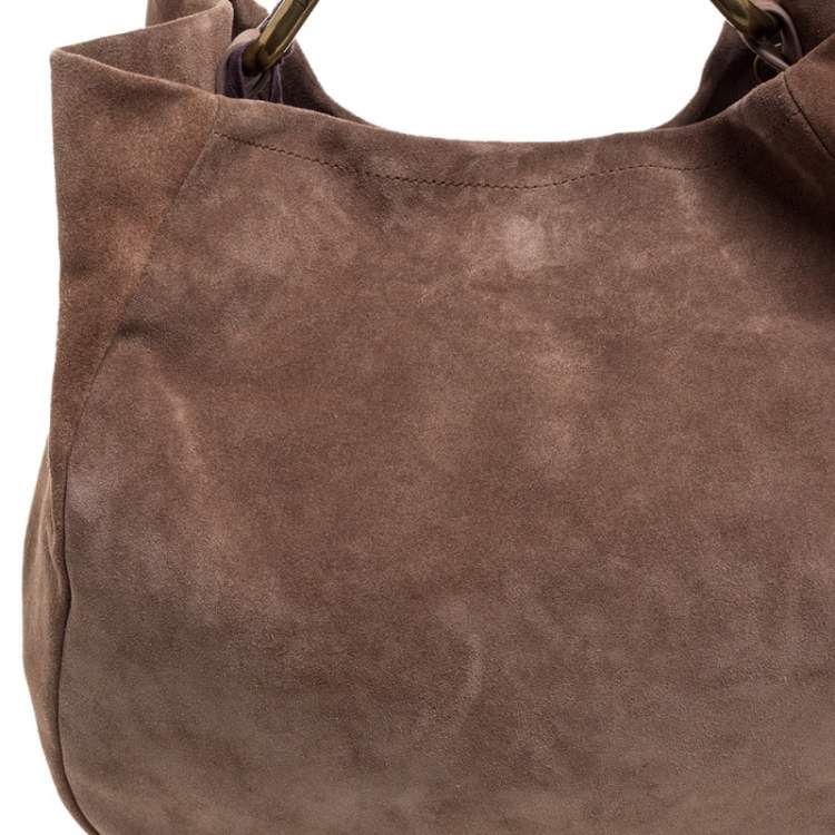 Pre Owned Aigner Light Brown Suede Moda Hobo