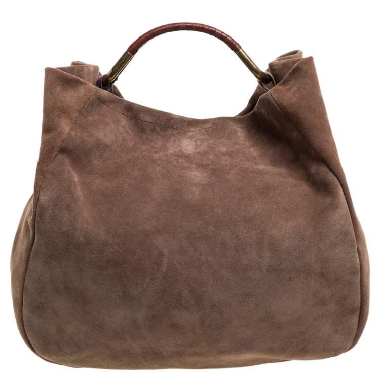 Pre Owned Aigner Light Brown Suede Moda Hobo