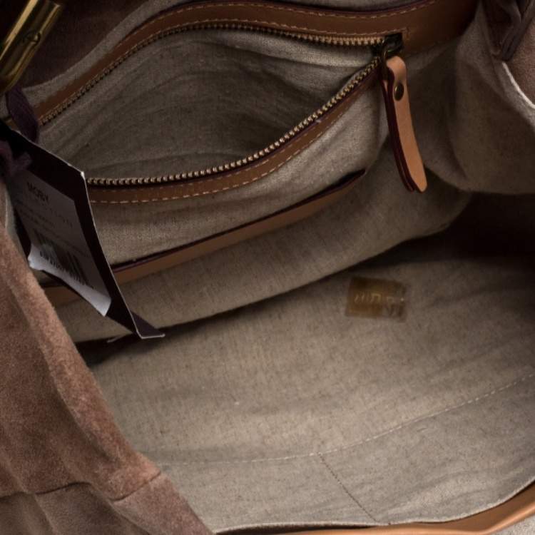 Pre Owned Aigner Light Brown Suede Moda Hobo