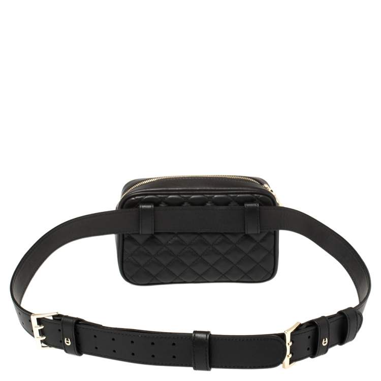 Pre Owned Aigner Black Quilted Leather Garda Belt Bag