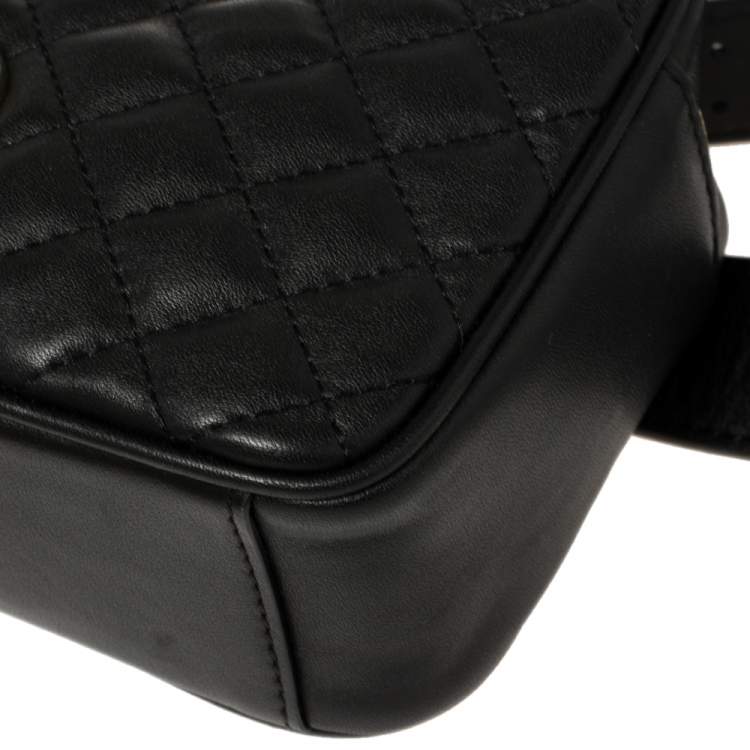 Pre Owned Aigner Black Quilted Leather Garda Belt Bag