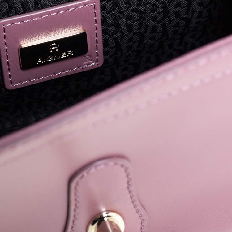 Pre Owned Aigner Pink Leather Mini Fiorentina Top Handle Bag