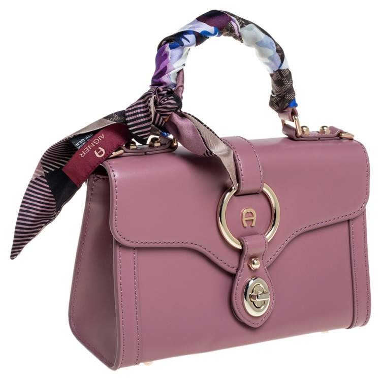 Pre Owned Aigner Pink Leather Mini Fiorentina Top Handle Bag