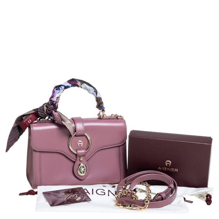 Pre Owned Aigner Pink Leather Mini Fiorentina Top Handle Bag