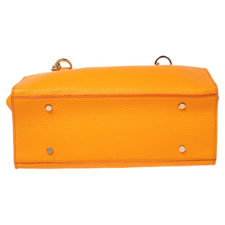 Pre Owned Aigner Tangerine Leather Chain Shoulder Bag 