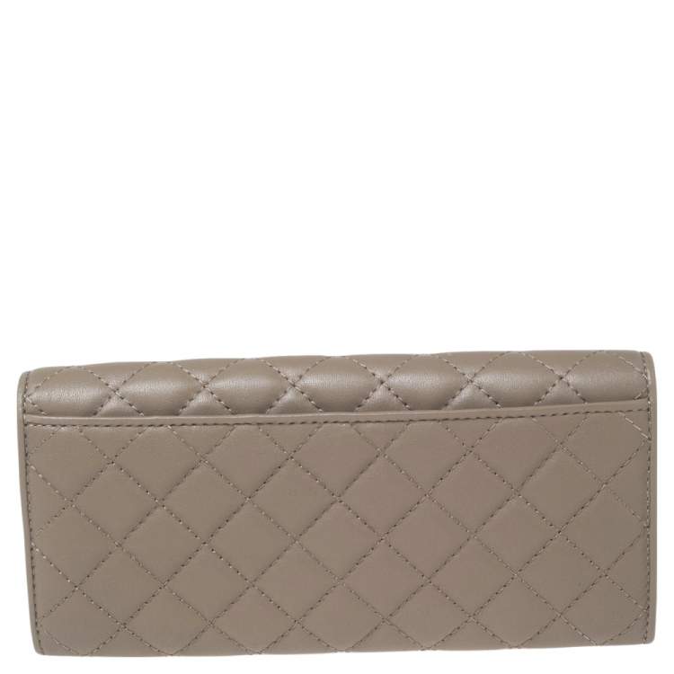 Pre Owned Aigner Beige Quilted Leather Flap Continental Wallet