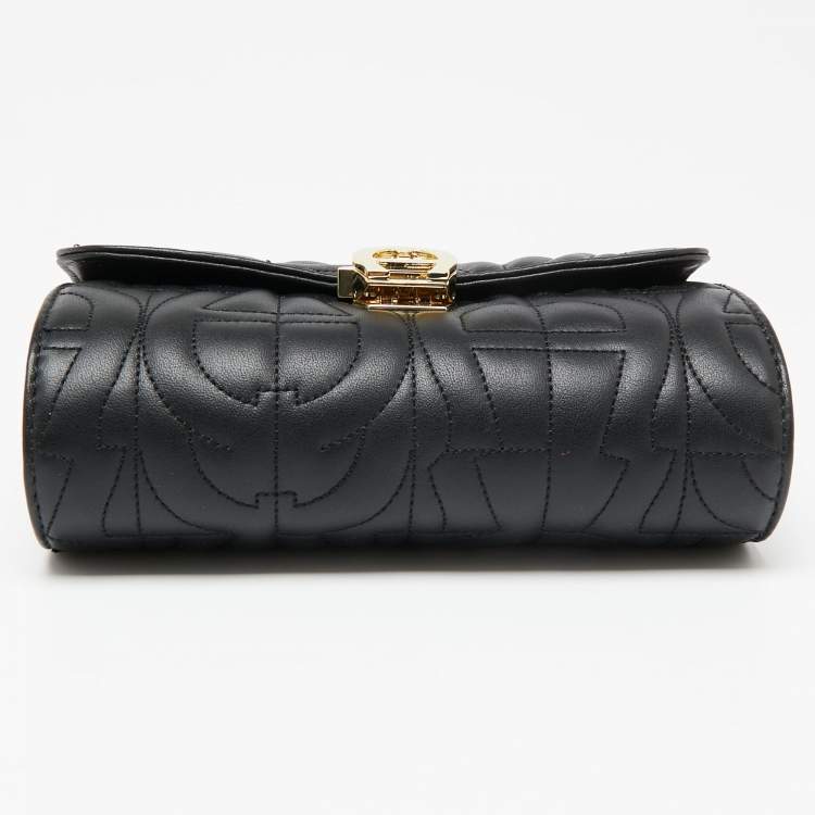 Pre Owned Aigner Black Leather Genovena Belt Bag  