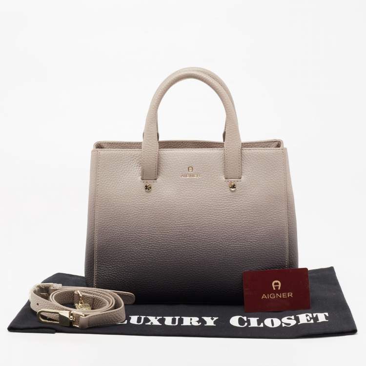 Pre Owned Aigner Beige/Black Ombre Leather Ivy Tote