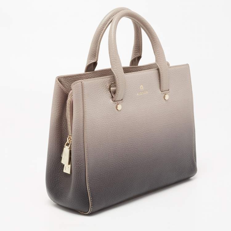 Pre Owned Aigner Beige/Black Ombre Leather Ivy Tote
