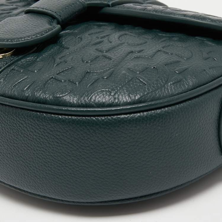 Pre Owned Aigner Green Embossed Leather Mini Calla Crossbody Bag