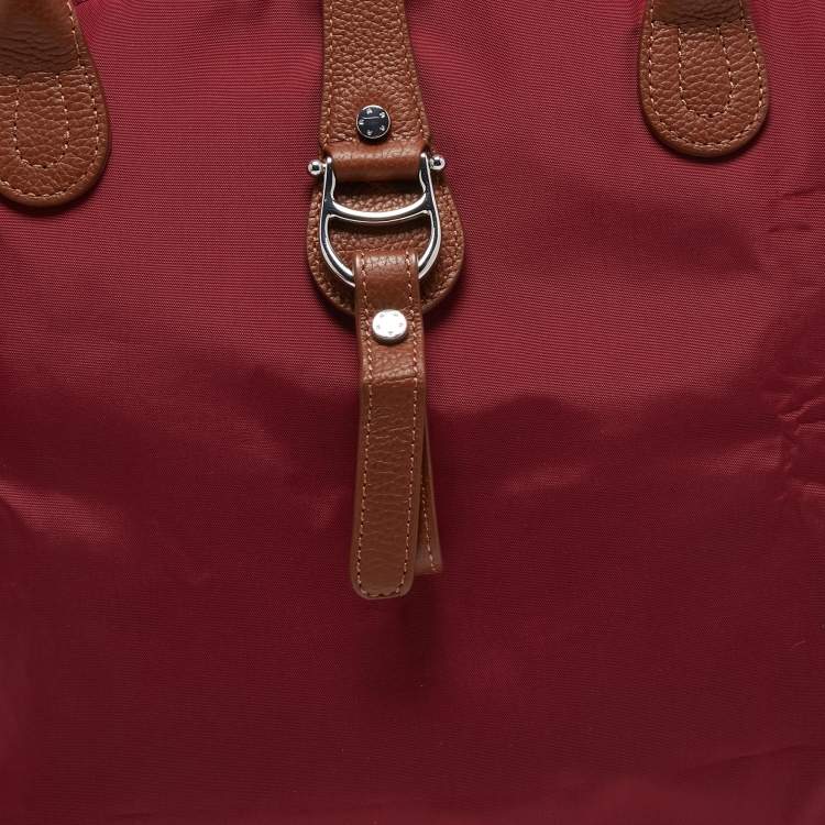Pre Owned Aigner Red/Brown Nylon Piccolina Tote
