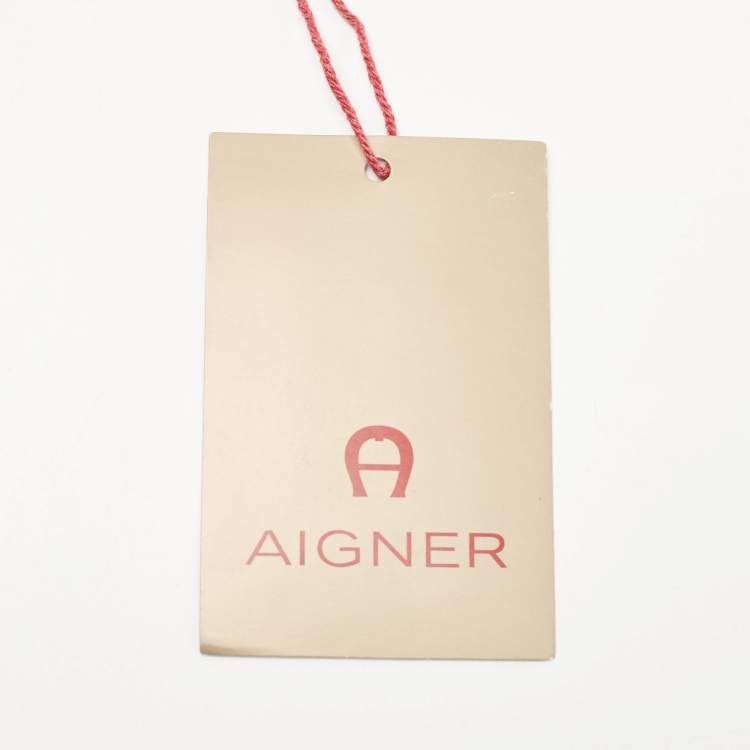 Pre Owned Aigner Black Leather Buckle Baguette Bag