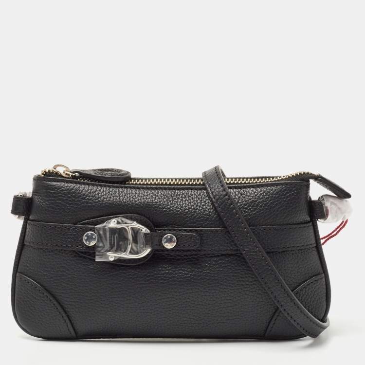 Pre Owned Aigner Black Leather Buckle Baguette Bag