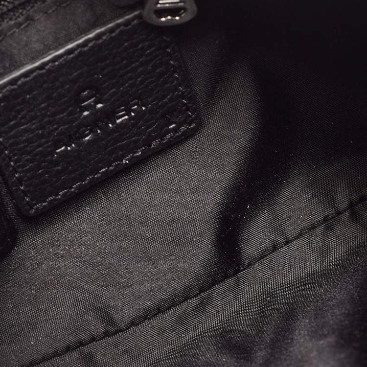 Pre Owned Aigner Black Leather Buckle Logo Clutch Bag