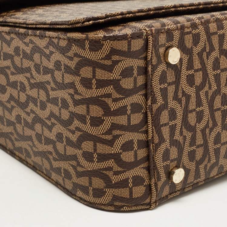 Pre Owned Aigner Brown Signature Coated Canvas Genoveva Top Handle Bag