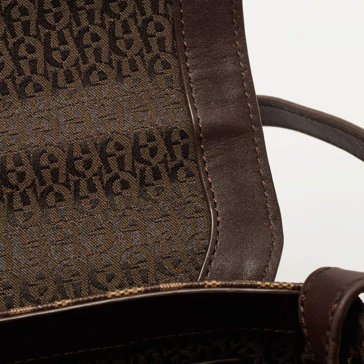 Pre Owned Aigner Brown Signature Coated Canvas Genoveva Top Handle Bag