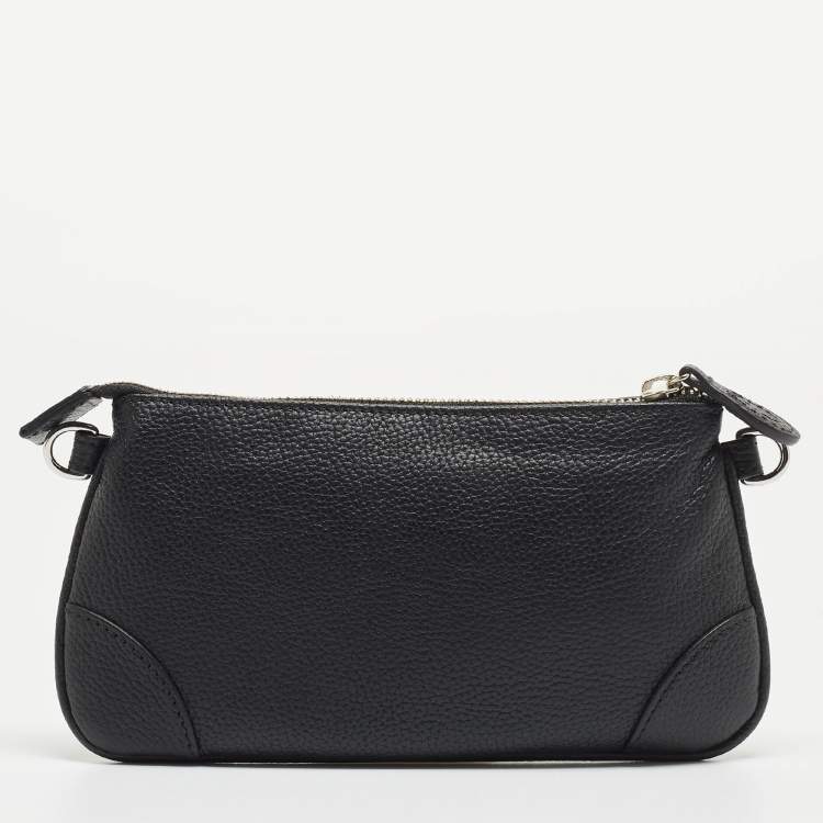 Pre Owned Aigner Black Leather Buckle Baguette Bag