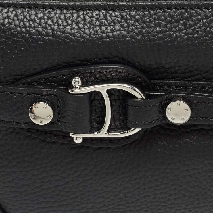 Pre Owned Aigner Black Leather Buckle Baguette Bag