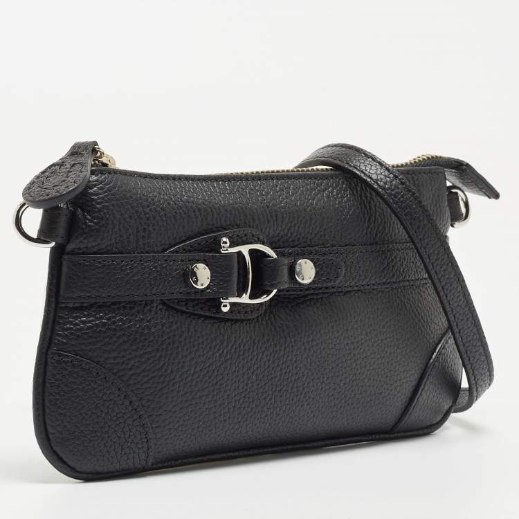 Pre Owned Aigner Black Leather Buckle Baguette Bag