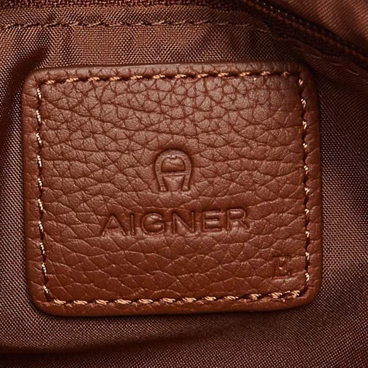 Pre Owned Aigner Purple/Brown Nylon and Leather Buckle Clutch Bag