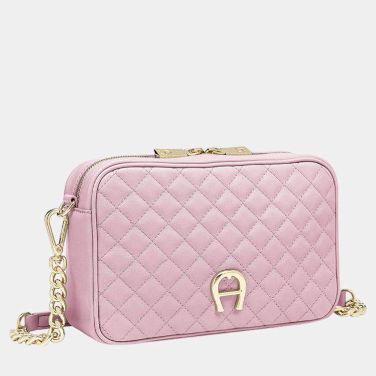 Pre Owned Aigner Light Mauve shiny light gold Metal Garda Light Mauve Crossbody Bag S