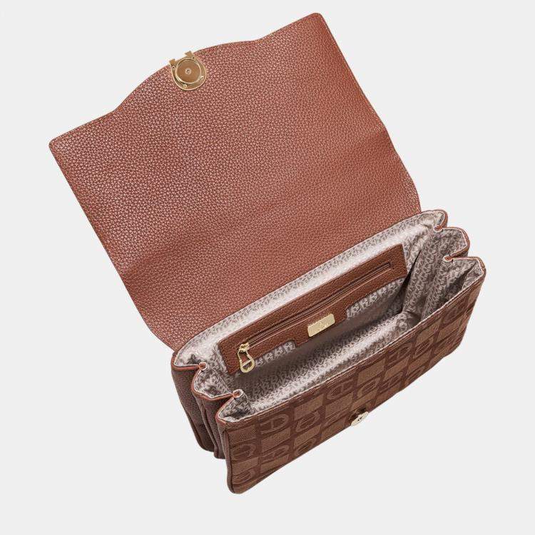 Pre Owned Aigner Demi Brown shiny light gold Metal Griffata Crossbody bag Demi Brown