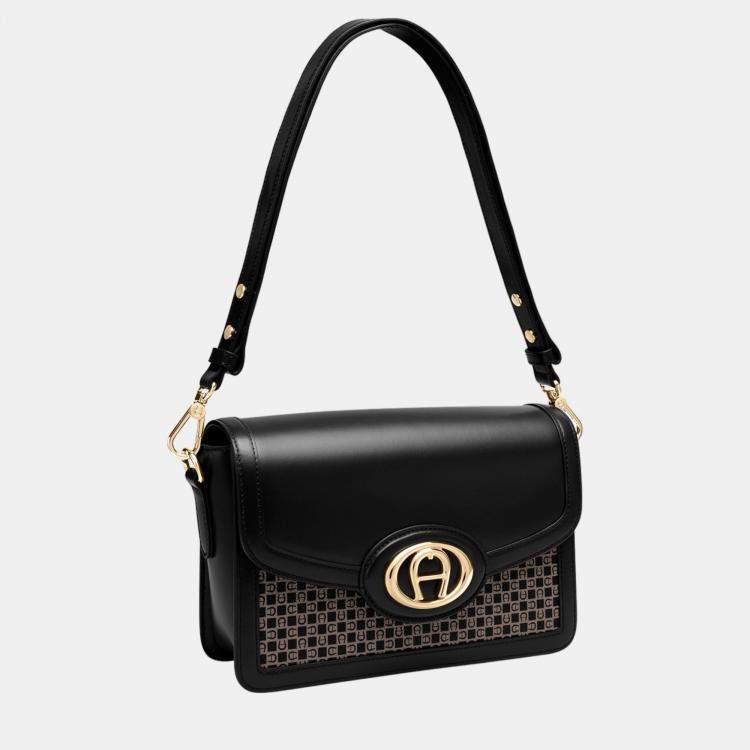 Pre Owned Aigner Dadino Brown shiny light gold Metal Luisa Crossbody bag Dadino Brown