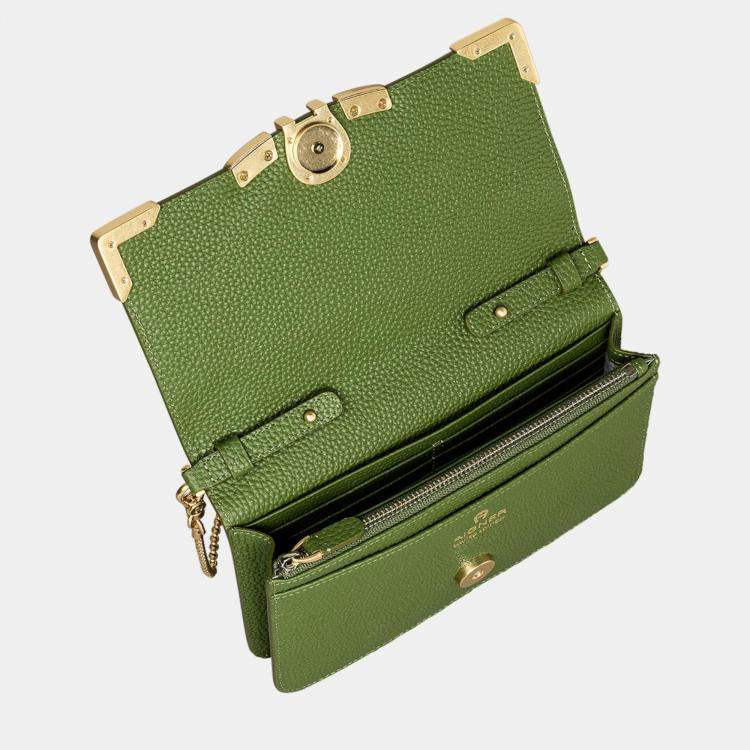 Pre Owned Aigner Green shaking gold DIADORA Green Bill and Card Case