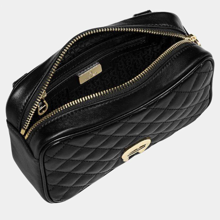 Pre Owned Aigner Black shiny light gold Metal Garda Black Belt Bag
