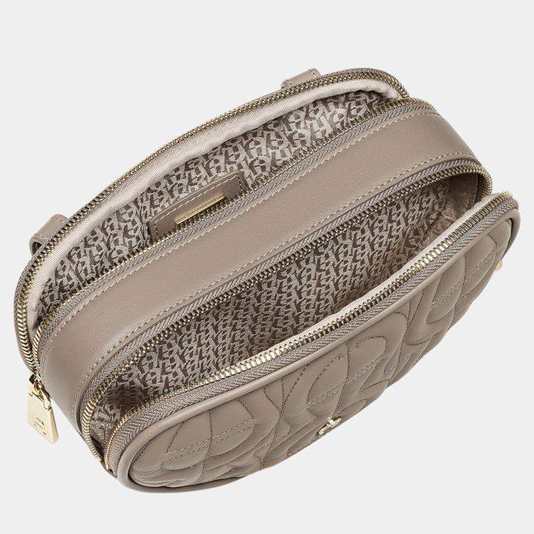 Pre Owned Aigner Taupe shiny light gold Metal Diadora Taupe Belt Bag S