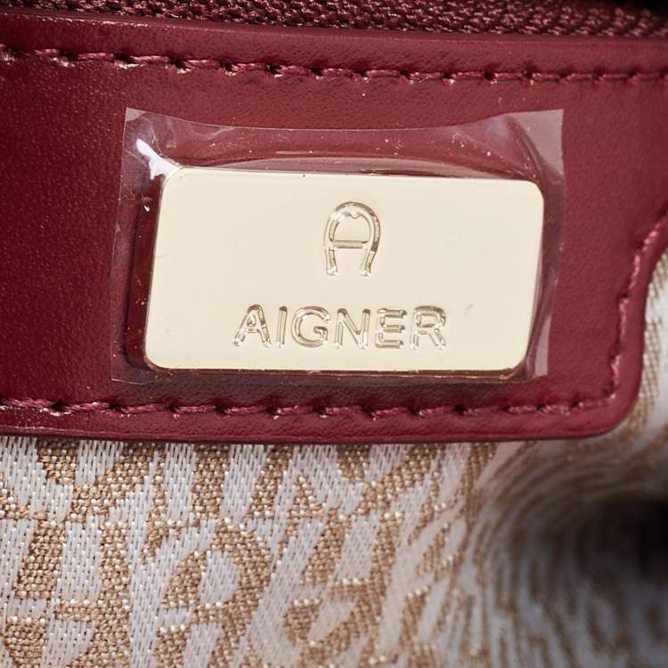 Pre Owned Aigner Burgundy Leather Amber Satchel 