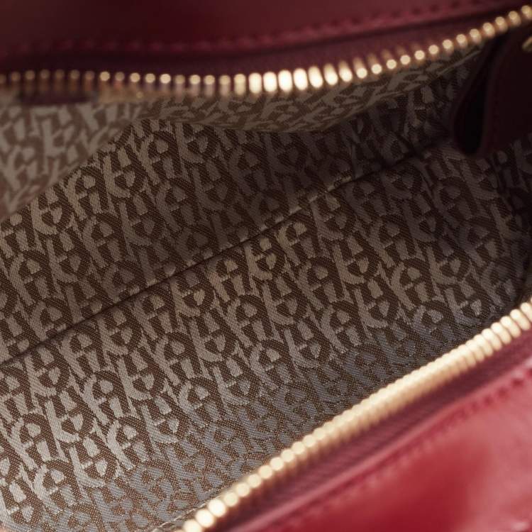 Pre Owned Aigner Burgundy Leather Amber Satchel 