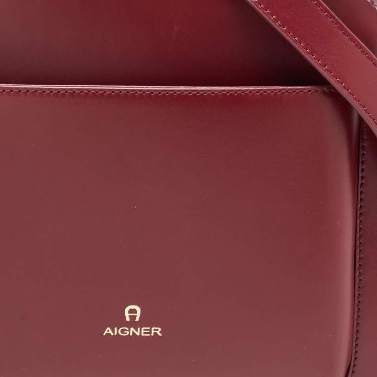 Pre Owned Aigner Burgundy Leather Amber Satchel 