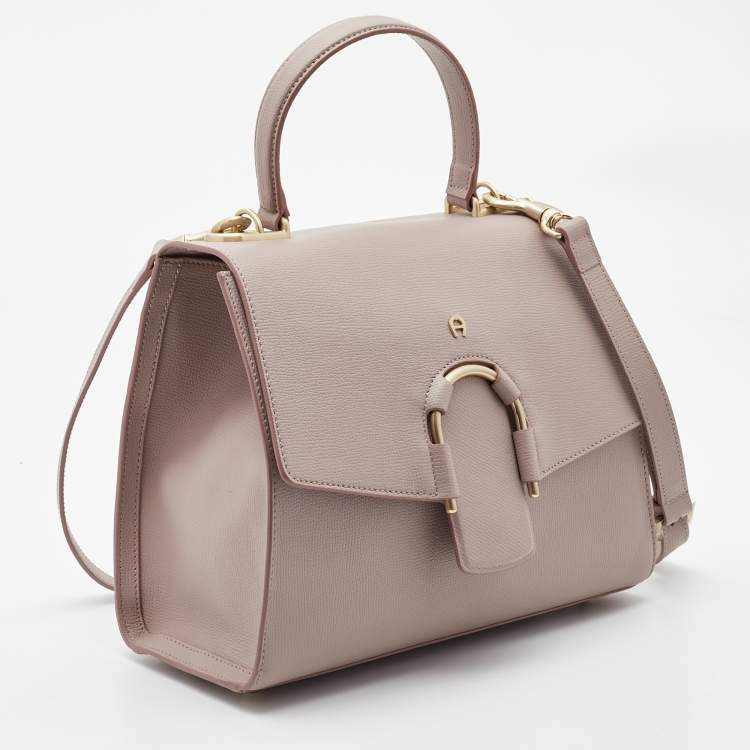 Pre Owned Aigner Lilac Leather Jada Top Handle Bag