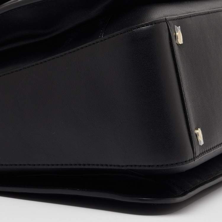 Pre Owned Aigner Black Signature Leather Genoveva Top Handle Bag