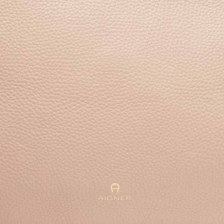 Pre Owned Aigner Light Pink Leather Zip Flat Pouch