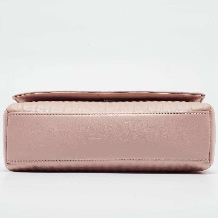 Pre Owned Aigner Pink Leather Flap Crossbody Bag