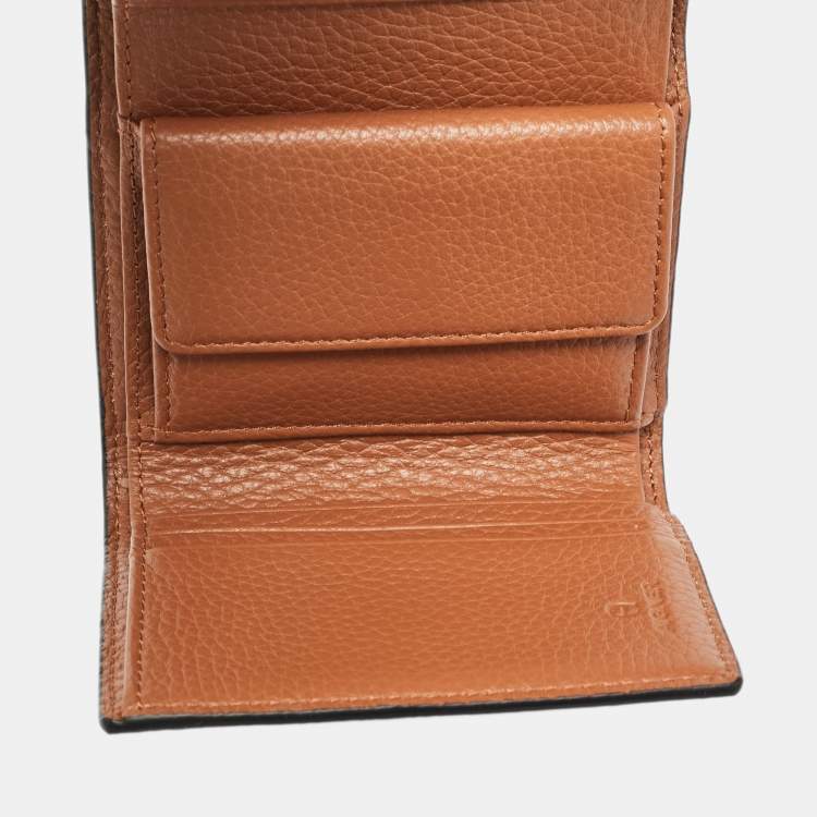 Pre Owned Aigner Brown Signature Coated Canvas Trifold Wallet
