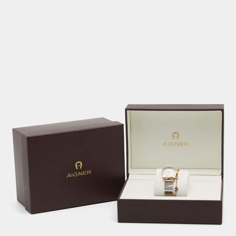Pre Owned Aigner Mother of Pearl Two Tone Stainless Steel Cremona A115200 Women's Wristwatch 28 mm