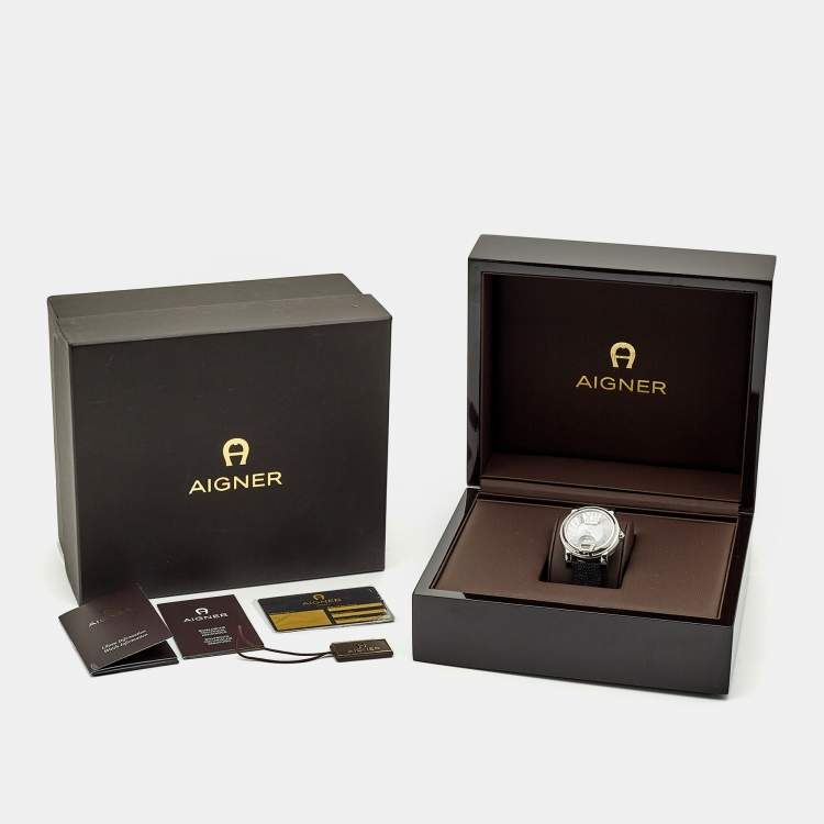 Pre Owned Aigner Bari Donna A37209 Mother Of Pearl Diamond Stainless Steel Stingray Leather Women's Wristwatch 42 mm