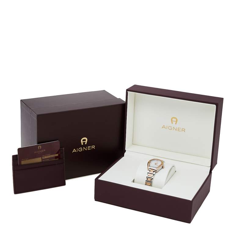 Pre Owned Aigner Silver Two-Tone Stainless Steel Vicenza A111200 Women's Wristwatch 30 mm