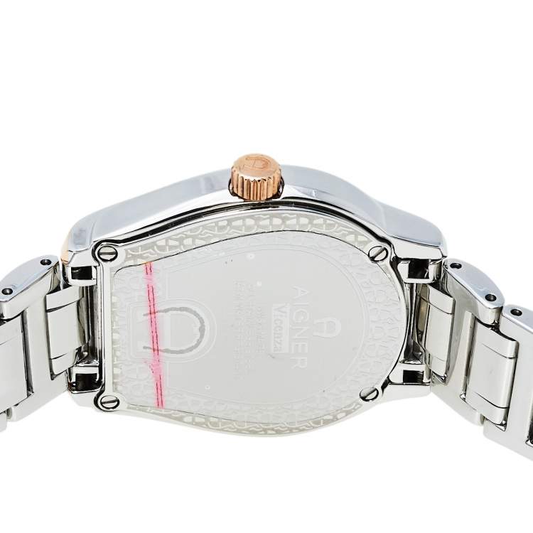 Pre Owned Aigner Silver Two-Tone Stainless Steel Vicenza A111200 Women's Wristwatch 30 mm