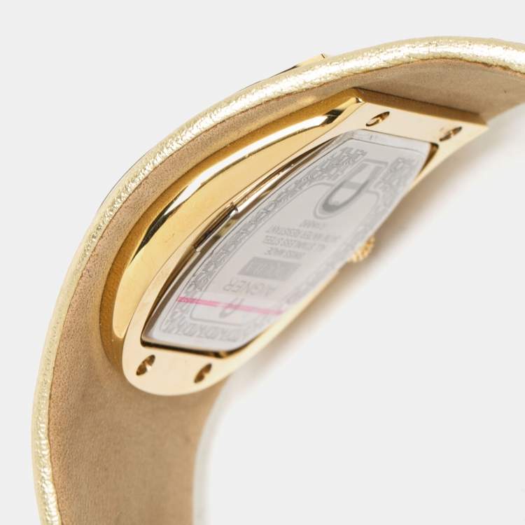 Pre Owned Aigner Champagne Gold Plated Stainless Steel Leather L'Aquila A41200 Women's Wristwatch 36 mm