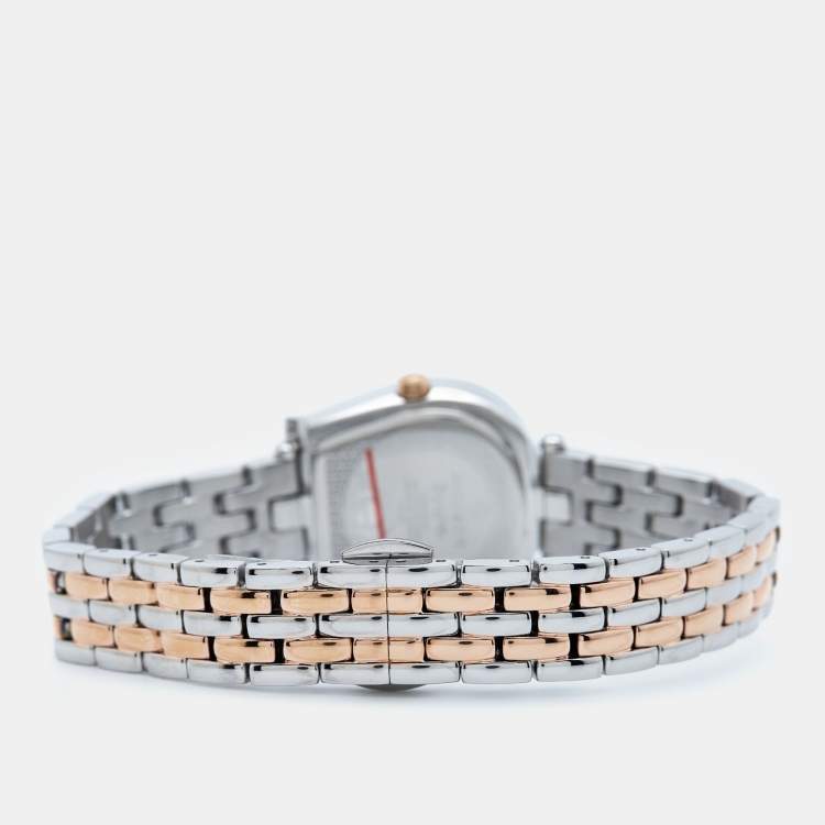 Pre Owned Aigner Burgundy Mother of Pearl Two Tone Stainless Steel Perugina LG21513 Women's Wristwatch 26 mm